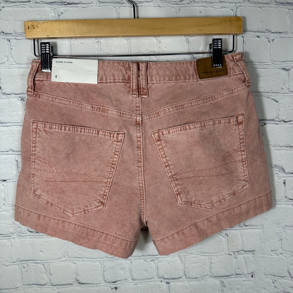 NEW‎ American Eagle Super Hi-Rise Corduroy Shorts Pink Super Stretch 4